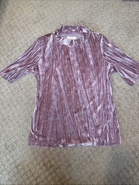 Pilcro Mauve Velvet Crinkled Short Sleeve Tee